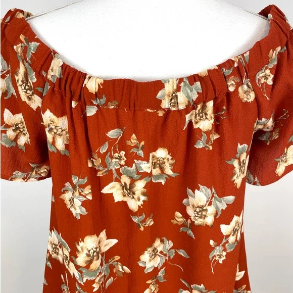 Sweet Wanderer Floral Off The Shoulder Top In Orange Size Large - Picture 6 of 8